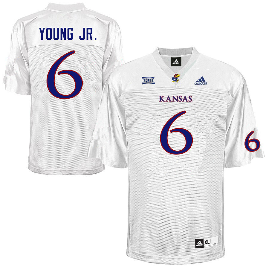 Men #6 Scottie Young Jr. Kansas Jayhawks College Football Jerseys Sale-White - Click Image to Close